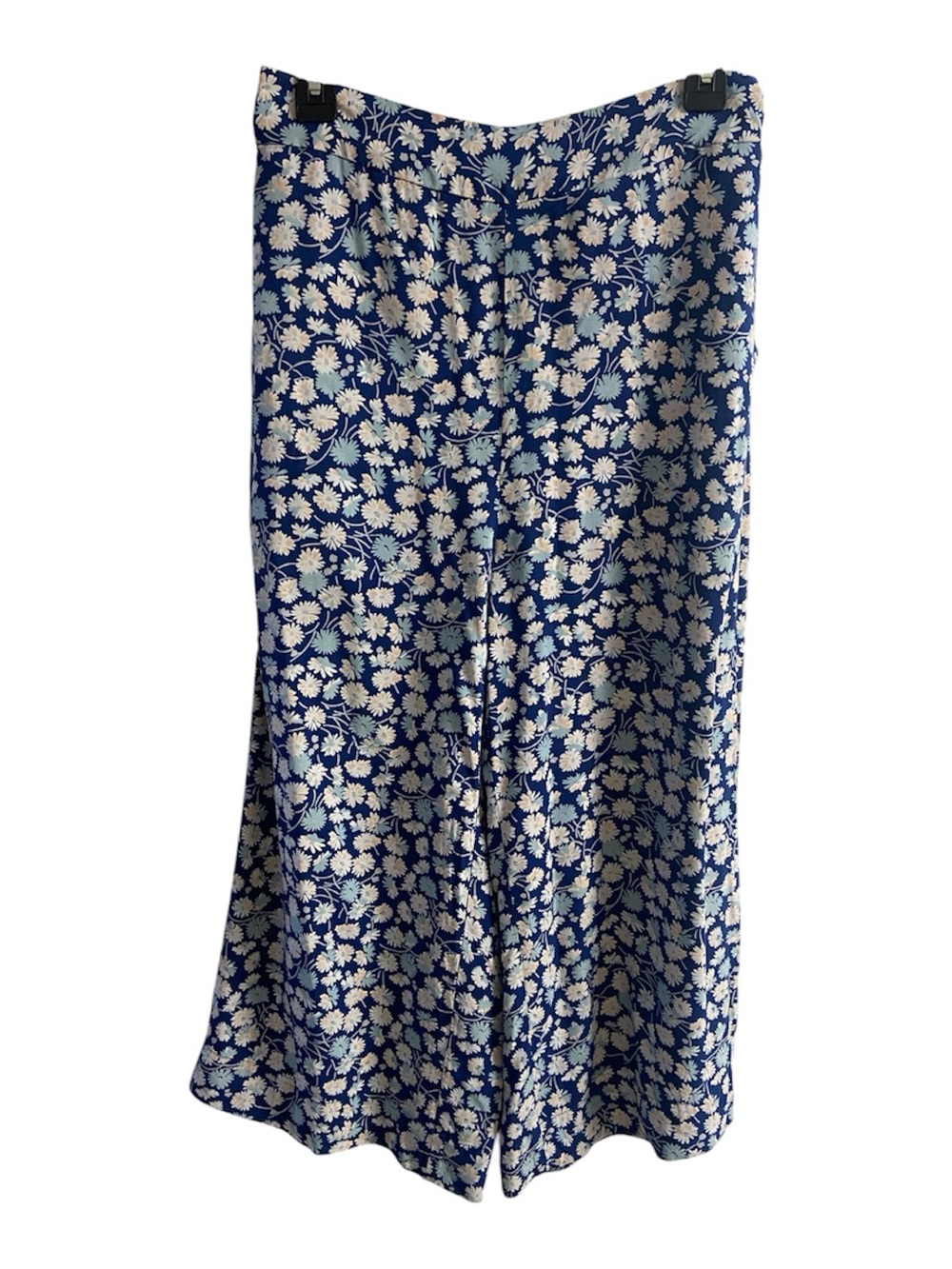 Madewell Navy cropped wide leg pants with Ivory Floral Print Medium - Picture 2 of 8